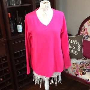 NWOT Super soft Tek pink fleece v neck top in XL